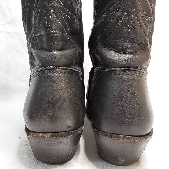Stewart Boot Co 1977 VTG Hand Made Black Cowhide Leather Cowboy Boots Mens 8.5EE - Picture 4 of 14